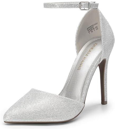 Sandali Sposa Con Tacco Medio E Strass - Décolleté Donna In Raso Con Fibbia - Colori Disponibili: Bianco, Avorio, Rosso, Blu, Oro, Argento - 3