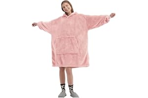 FELOVE Felpa con Cappuccio e Maniche Coperta Maglione Avvolgente con Una Grande Tasca, Coperta Portatile Ultra Morbida Comoda Felpa con Cappuccio per Adulti