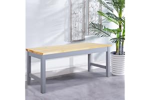 BTGGG Wooden Dining Bench Indoor Kitchen Corner Bench Seat 2 People Dining Table Benches for Bedroom Living Room Entryway Hallway, Grey