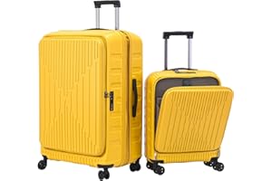 TydeCkare 2 Piezas 20/29 Juegos de Equipaje, Equipaje de Cabina de 20 Pulgadas con Bolsillo Frontal y Maleta de Apertura Lateral de 29 Pulgadas, ABS Ligero+Carcasa rígida de PC, Color Naranja