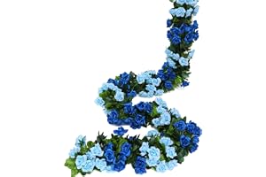 JUSTOYOU 2 st 2 st 2 m dubbel färg konstgjord blå falsk ros girlang vinrankor hängande sidenblommor konstgjord blomma för uto