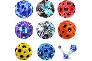 HAHAGO Jump Ball, 8 Stück Hochspringender Gummiball, 7 cm Mondball, Jumper Ball, High Bounce Hole Ball, Hüpfball, Weltraumball, Springball für Kinder Party Geschenk (Tarnfarben Schillernde Farben)