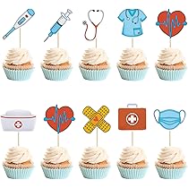 Gyufise 36 Topper Per Cupcake A Tema Infermieristico - Stuzzicadenti Per Torte, Decorazioni Per Feste Di Laurea In Infermieristica E Mediche