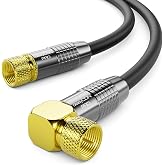 deleyCON 1 m Satellite Coaxial Satellite Cable - HDTV Full HD 4K - F Connector 90&deg; Elbow to Straight F Connector - Black