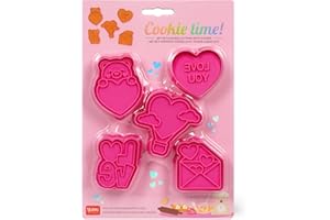 Legami - Formine per Biscotti, Super Cute, Cookie Cutters, Set di 5 Forme Diverse con Timbro, Adatte anche ai Bambini