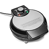 Amazon Basics Belgian Waffle Maker with Round 20cm Ceramic Non-Stick Plate, Browning Control, Black