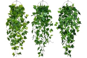 Hacintre Sztuczne rośliny wiszące, sztuczne rośliny, jak prawdziwe, sztuczne rośliny bluszczu, na ścianę, do kuchni, kosza wiszącego, werandy, dekoracja (typ D)