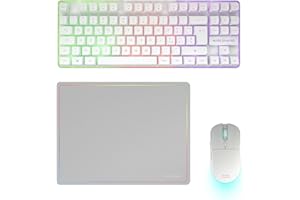 Mars Gaming MCPWTKL, Combo Gaming Inalámbrico, Tecnología DualPro Link 2.4GPRO, Teclado TKL FRGB Rainbow + Ratón RGB 3200DPI y Switches HUANO + Alfombrilla Antideslizante 360x260mm, Blanco, Italiano