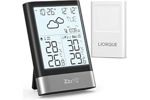 LIORQUE Weather Stations with Outdoor Sensor Wireless Indoor Outdoor Thermometer Hygrometer with RCC Function,Temperature and Humidity Monitor with Weather Forecast, Barometric Pressure, Date