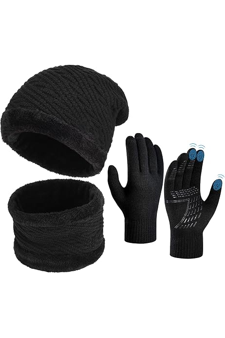 Ensemble Bonnet, écharpe, Gants Et Chaussettes Pour Femme - Set D'hiver Très Chaud - Gants Tactiles - 4 Pièces - 2