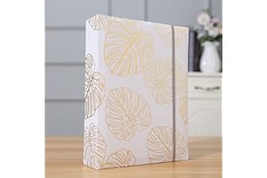 KWUDE Photo Album 4x6 200 Photos Linen Cover Picture Photo Book for Family Wedding Anniversary Baby Vacation (200 Photos (4x6), Golden Leaves)