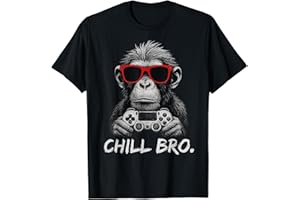 GAMER GAMING TSHIRT LUSTIG ZOCKER GESCHENK Chill Bro, cooler Affe mit Sonnenbrille, Geschenkidee, Gamer T-Shirt