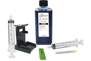 refill24 Kit de Recharge Compatible pour Cartouches d'encre HP 304, 304 XL Noir, avec Clips et Accessoires + 250 ML d'encre