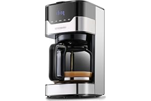 Steinborg Macchina da caffè con timer, capacità di 1,5 litri, 900 Watt, macchina da caffè piccola, piastra calda, filtro permanente, macchina da caffè digitale, macchina da caffè