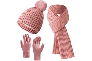Airuzara Winter Hat Scarf Gloves Set for Men & Women best gifts - Fleece Lined Beanie, Long Knit Scarf & Touchscreen Gloves | Cold Weather Warm Set for Skiing, Cycling, Running,outdoor sports