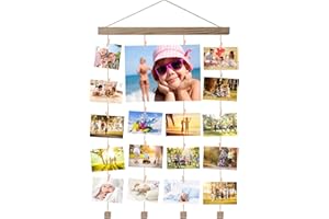 Halcent Cornice Foto Portafoto Multiple Cornici Foto Collage da Parete Wall Decor con 24 Clip per Appendere Foto
