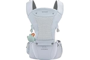 Bebamour Bärsele för 0–36 månader, 3D Air Mesh ryggsäck för nyfödda till småbarn, ergonomisk 6-i-1 främre bärsele (bomull blu