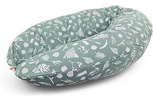 HOBEA-Germany Coussin d'allaitement 190 cm x 76 cm XXL Coussin de Grossesse Coussin pour Dormir sur Le côté avec Housse en Coton Biologique (forêt)