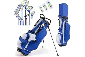GYMAX Golf Clubs for Men Women, 12PCS Right Handed Complete Golf Set - 3 Woods (#1#3#5), 5 Irons (#5#6#7#8#9), Sand/Pitching Wedge, Putter, 3 Head Covers, Rain Hood & Stand Bag