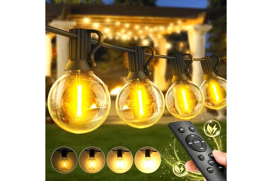 Garden-Outdoor-Lights-Mains-Powered-String-Festoon-Light LED 100ft 30M Outside Lighting Waterproof Bulb Patio Gazebo Party Pergola Wedding Backyard Porch Yard Terrace Electric Festival G40 Connectable