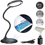Wiederaufladbare 5-fache Vergrößerungs-Schreibtischlampe, dimmbare Lupe mit Licht und Ständer, dimmbare Hand-Touch-Lupe mit 2