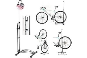Favoto Support au Sol pour Vélo - Porte-Vélo de Stationnement Intérieur Extérieur Réglable en Hauteur pour Vélos de 20 à 29 Pouces VTT et Vélo de Route 3-en-1 Noir