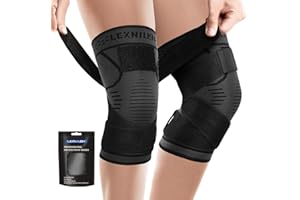 LEXNIUSH Tutore Ginocchio 2 Pezzi,Ginocchiera Ortopedica Fascia a Compressione,Sportiva per Palestra Uomo/Donna,per Menisco Lesionato Artrosi,Lesioni ai Legamenti（Nero, M）