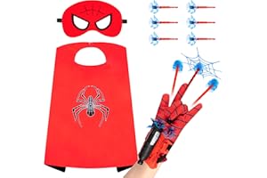 Jinhuaxin 1 Set for Spider Web Shooter, Launcher Wrist Toys Set Contains 1 Gloves, 1 Launchers, 1 Mask, 1 Cape, 6 Suction Cup Darts, Launcher Gloves Toy Fulfills your Hero Dreams
