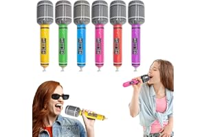 ROONTIN 6Pcs Inflatable Microphone Set - Durable Pretend Play Musical Instruments for Kids and Adults - Party Supplies and Gifts