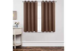 Joydeco Tende Oscuranti per Interni 2 Pezzi, Tende Termiche con Occhielli per Soggiorno Moderne, Cameretta Bambini, Camera da Letto Blackout Curtains (Marrone, 2xL117xA137)