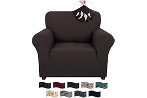 ‎CYCMACO CYCMACO Sofabezug 1 Sitzer Mit Armlehnen, Sofaschoner rutschfest, Stretch Sofa Bezug Für Katzen, Waschbar Couchbezug, Schonbezug Sofa, Kaffee