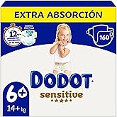 Dodot Sensitive Diapers, Size 6+, Extra Absorbency, 160 Count, For Babies 14+ kg, 12 Hours of Protection, with Leak Barriers