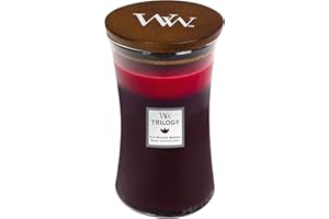 Woodwick Large Hourglass Trilogy Scented Candle | Sun Ripened Berries | with Crackling Wick | Burn Time: Up to 130 Hours