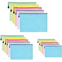 Vicloon Dokumententasche A3+A4+A5, 15 Stücke (Je 5) Datei Taschen mit Reißverschluss, Mesh Kunststoff…