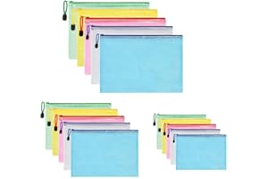 ‎VICLOON Vicloon Dokumententasche A3+A4+A5, 15 Stücke (Je 5) Datei Taschen mit Reißverschluss, Mesh Kunststoff Reißverschlusstasche für Datei, Papier, Dokumente, Kosmetika, Hausaufgaben und Reisezubehör