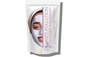 Oïléna - Maschera Viso Peel-Off in Polvere Alginate | Idratazione Eccellente | 100% Cura Naturale della Pelle | Facile da Preparare | Maschera Anti-Inquinamento alla Lavanda e Rosmarino, 200g