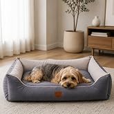 Jungolica Lucy K&ouml;pek Yatağı 40 &times; 55 &times; 18 cm Gri A&ccedil;ık Gri - Ortopedik Destekli Pet Yatağı, Yumuşak Dolgulu, Yıkanabilir, Dayan
