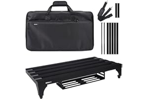GOKKO Gitarren-Pedalboard aus Aluminiumlegierung, 56 x 31 cm, mit Netzteilhalterung, inklusive Tragetasche und Befestigungsbändern (Schwarz, GKA-22BK)