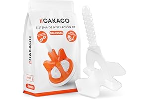 Gakago Sistema de nivelación de baldosas 200 tacos roscados de 3 mm - Ayuda a la colocación para un patrón de juntas perfecto - Gama superior para grosores de baldosa de 3-18 mm