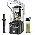CRANDDI Soundproof Commercial Blender, 2200 Watt and 2.2L High-Speed Professional Blender for Making Smoothie, Crushing Ice, Build-in Pulse and 15-speeds Control, K90 Grey