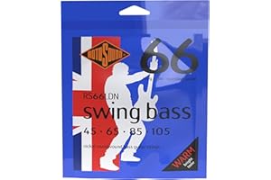 Rotosound RS66LDN Nickel Standard Gauge Roundwound Bass Strings (45 65 85 105), White Black Red Blue,Small Medium Large X-Large 2X-Large