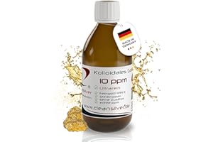 ‎CLEANSILVER CleanSilver Kolloidales Gold 10 ppm 250ml, Ultrarein: Sterilwasser und Feingold 99,99% - Made in Germany- stets frische Herstellung