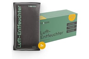 TRAVORA Deumidificatore cuscino 2 x 1 kg con cuscinetto antiscivolo – deumidificatore – riutilizzabile – interno auto – extra large nero