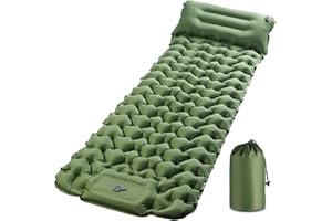 KUOGAS Samopompująca się karimata kempingowa, pogrubiony materac dmuchany na kemping, z pompą i poduszką, mały rozmiar po spakowaniu, kompaktowy i lekki, do użytku na zewnątrz