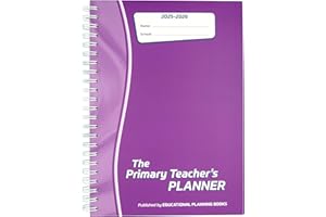 Educational Planning Books – The Primary Teachers Planner 2025-26 | Teacher Planner & Academic Diary A4, Page-a-Day Undated Primary School Teacher Notebook | Essential Teacher Supplies– Purple(PTP1-P)