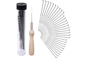 30 Pezzi Aghi per Infeltrimento, ARPDJK Aghi per Infeltrimento di 3 Misure + 1 Manico in Feltro di Lana + 1 Bottiglia, Aghi per Infeltrimento per Giocattoli DIY Crea Animali Principianti