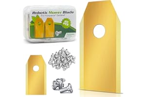 ROKRIST 45 Cuchillas de Repuesto para Cortacésped, Cuchillas de Titanio para Todos los Cortacésped Husqvarna Automower e Gardena – (3 g – 0,75 mm) + 45 Tornillos