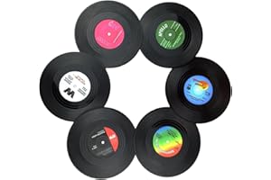 Txian 6PCS Retro Vinyl Cup Mat LP Record Style Coaster Non-slip Insulated Coffee Drink Mat