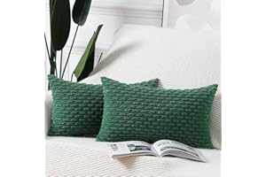 Madizz Juego de 2 Fundas de cojín de Pana a Rayas Bohemias Funda de cojín Decorativa Suave para Dormitorio sofá Funda de Almohada Verde 30 x 50 cm