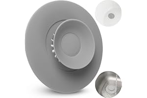 YOUR DAY MATE Tappo Lavandino Silicone Grigio, 1 pz, Ø 11 cm, Filtro Scarico Universale, Filtro Incorporato per Rifiuti e Capelli, Per Scarichi Lavelli, Lavabi e Vasche da Bagno con Fori di Scarico Ø 80 mm, sieve